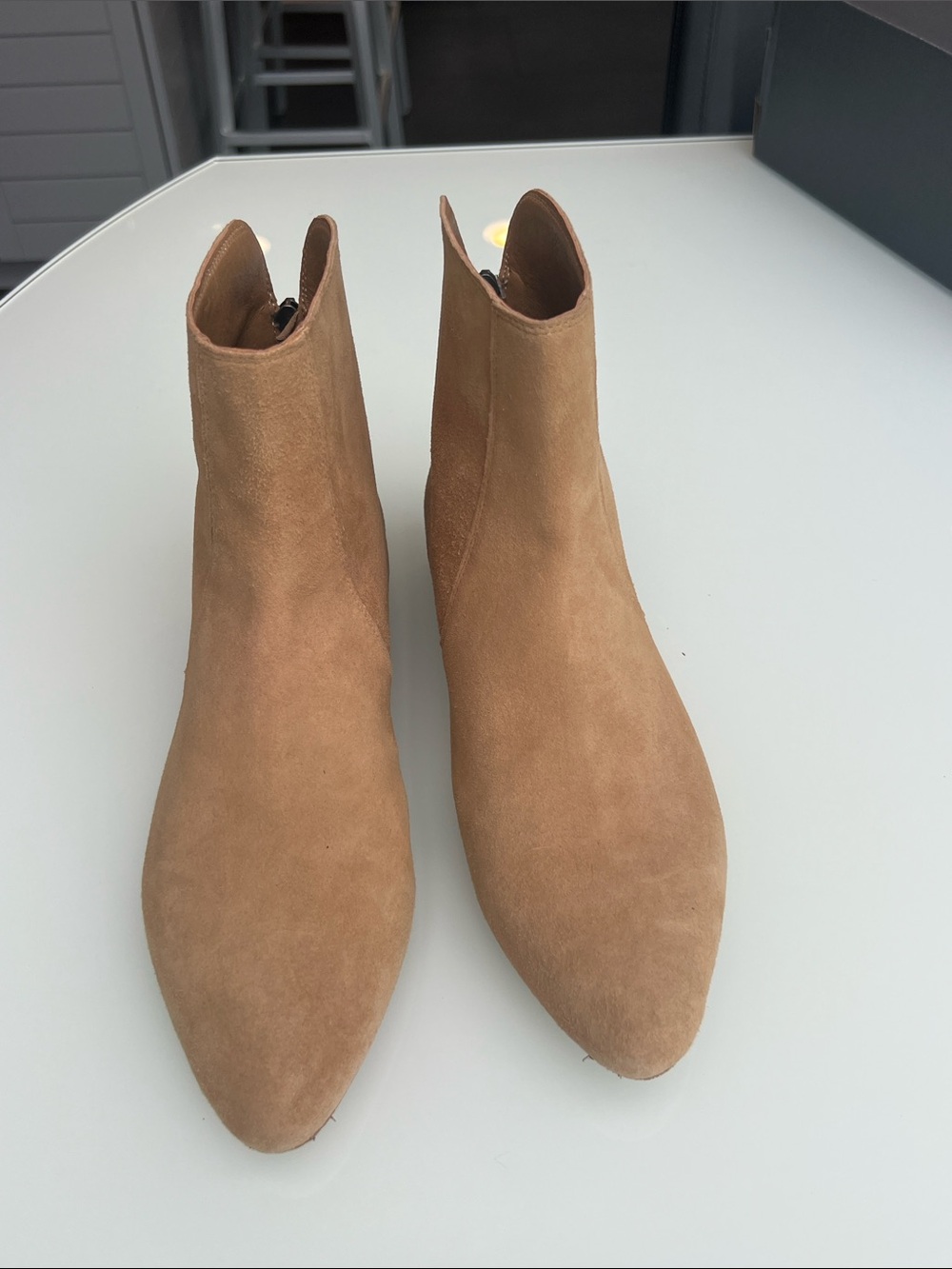 Lucky Brand Cognac Suede Pointed Toe Ankle Booties